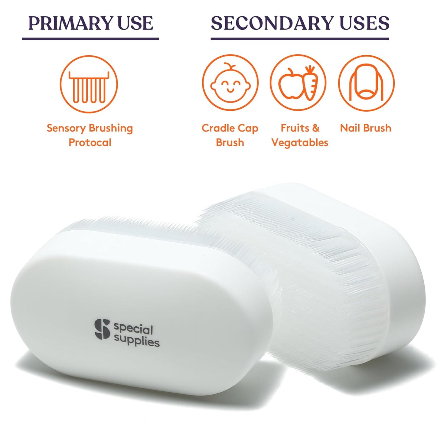 Special Supplies Therapy Brushes (2-Pack) – Deep Pressure Sensory Tools for Occupational Therapy & Wilbarger Protocol