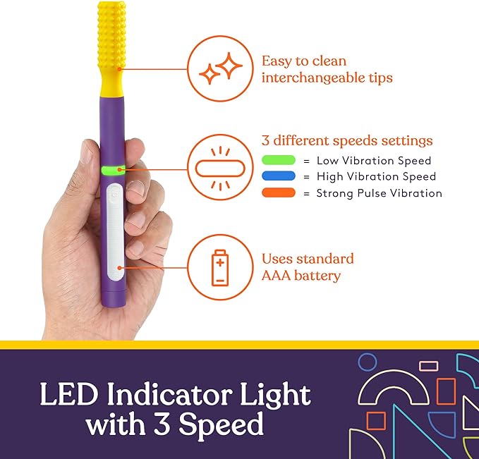 BUZZ BUDDY™ Oral Sensory Stimulation Kit for Kids, Teens, and Adults – 6 Textured Attachments for Jaw Strength, Chewing, and Fidget Relief