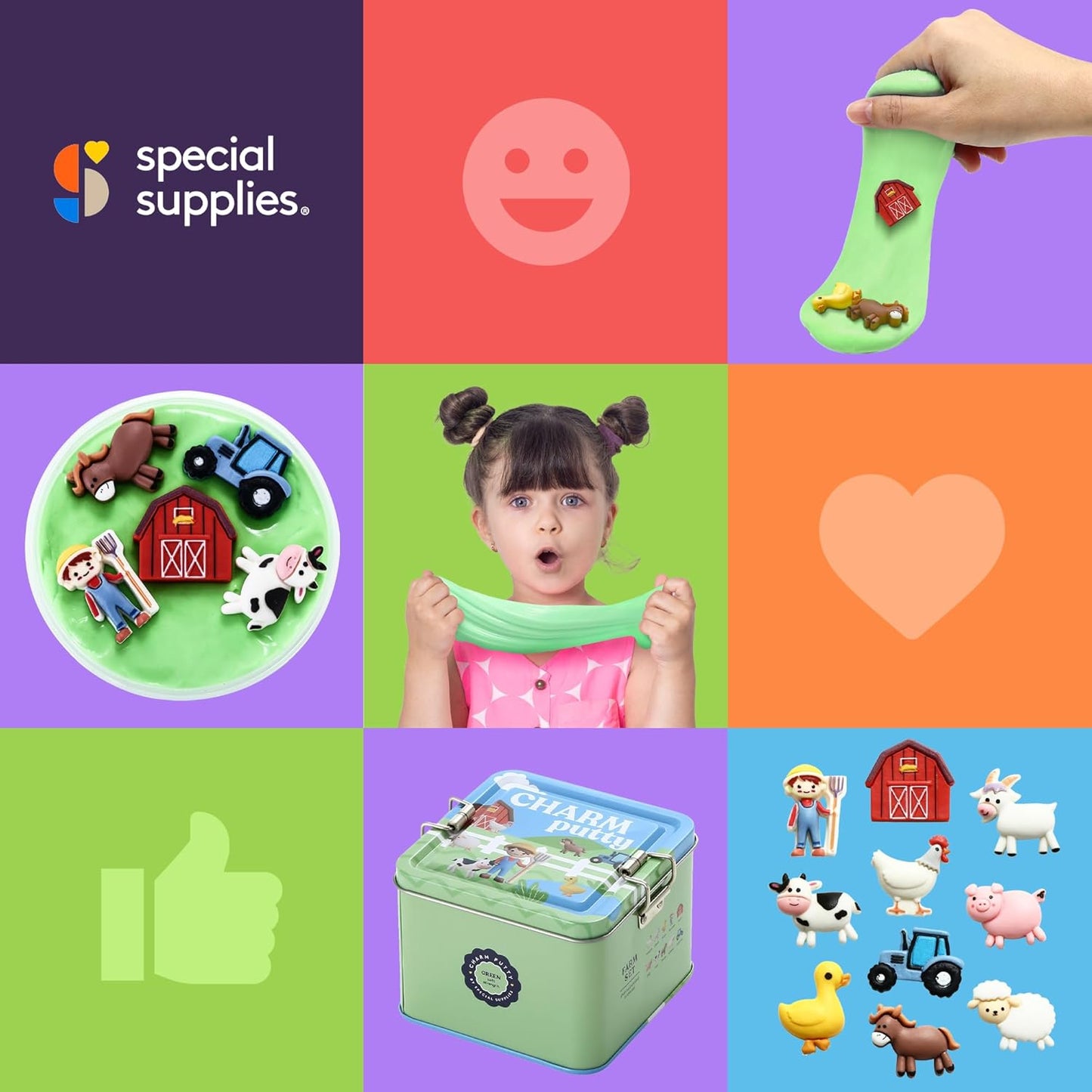 Special Supplies Therapy Putty with Charms – Interactive Sensory & Occupational Therapy Tool for Kids and Adults - Resistive Therapy Soft Strength Farm Set