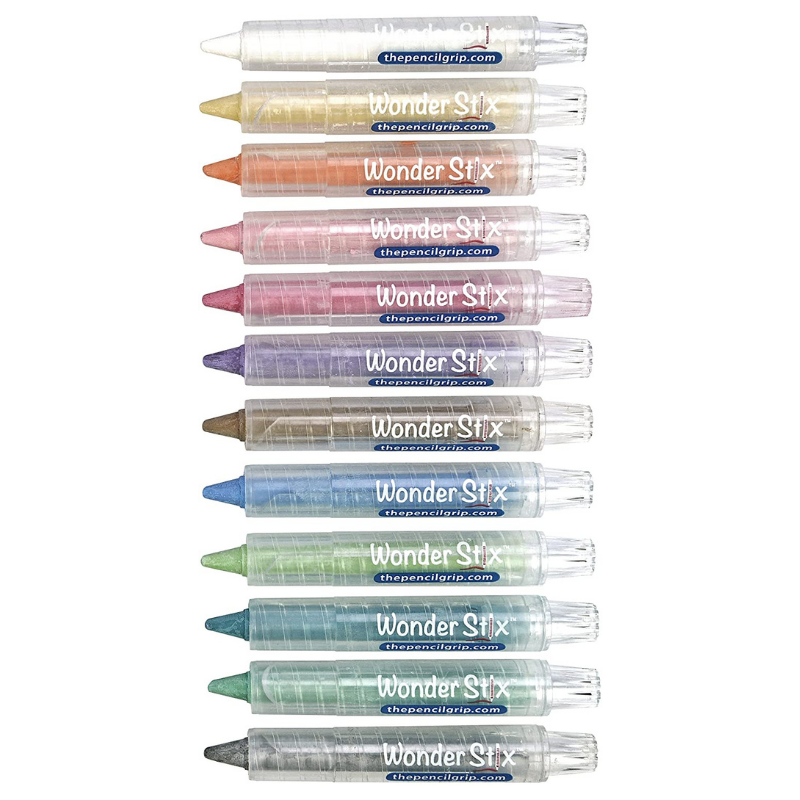 The Pencil Grip Inc. Wonder Stix – Set of 12 Washable Crayons That Write on Almost Anything