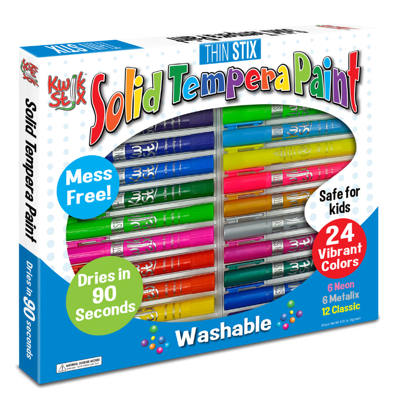 The Pencil Grip Inc. Thin Stix 24-Color Gift Set – Solid Tempera Paint Sticks for Kids