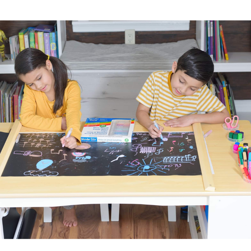 Reusable Blackboard Placemat Set with Wonder Stix – Travel & Mess-Free Drawing Fun