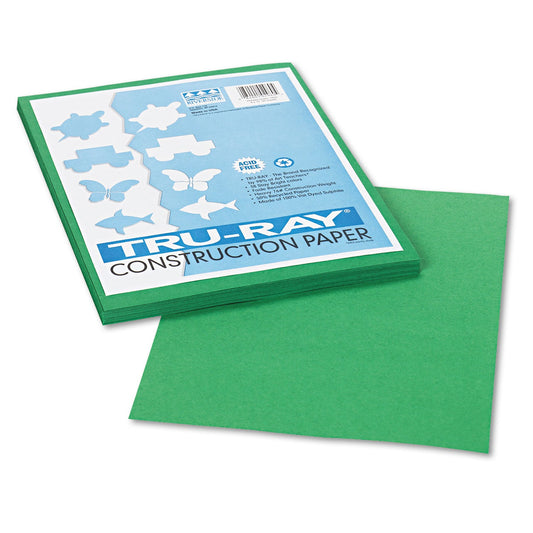 Pacon Tru-Ray Construction Paper – Green – 50 Sheets Heavyweight 76 lb Craft Paper 9"x12" for School & Creative Projects