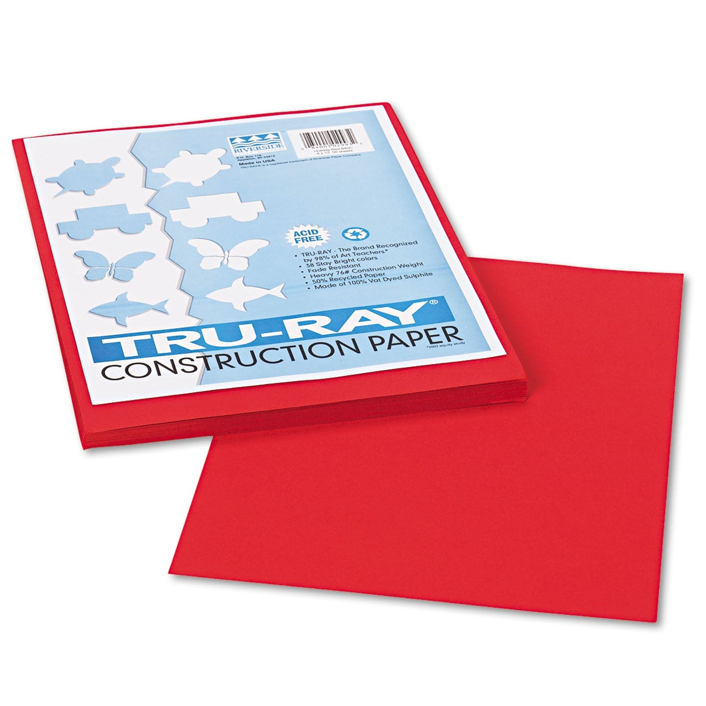 Pacon Tru-Ray Construction Paper – Red – 50 Sheets Heavyweight 76 lb Craft Paper 9"x12" for School & Creative Projects