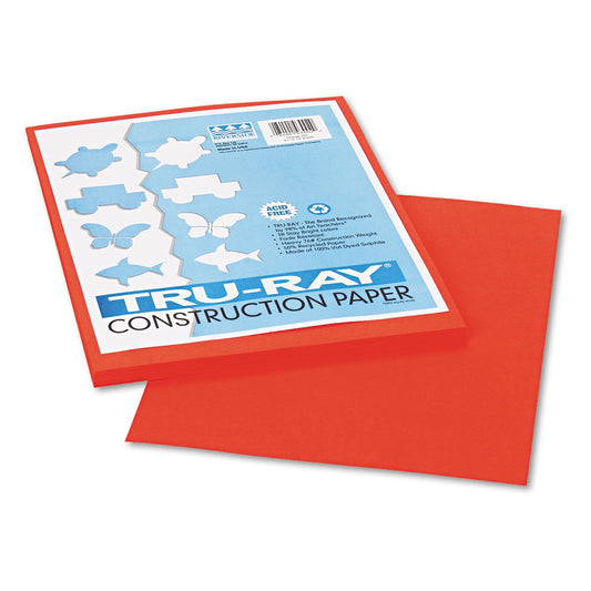 Pacon Tru-Ray Construction Paper – Orange – 50 Sheets Heavyweight 76 lb Craft Paper 9"x12" for School & Creative Projects