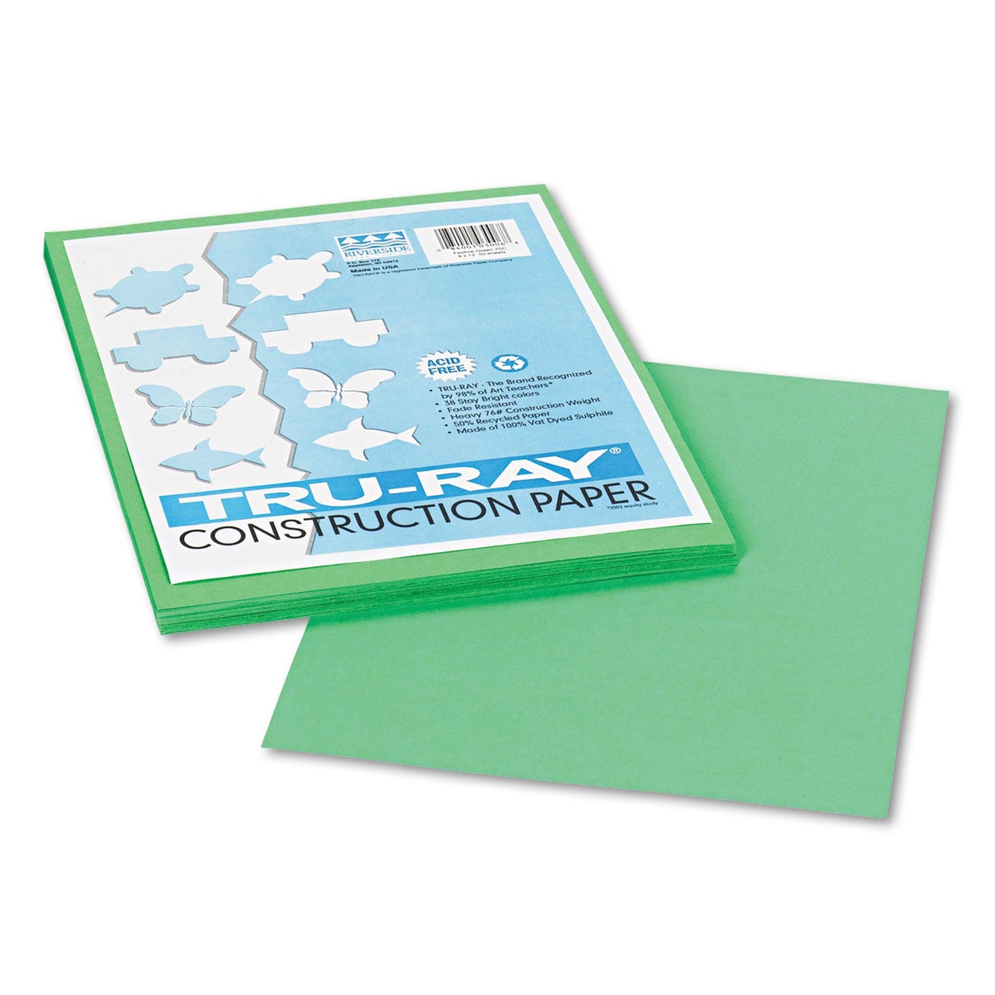 Pacon Tru-Ray Construction Paper – Green – 50 Sheets Heavyweight 76 lb Craft Paper 9"x12" for School & Creative Projects