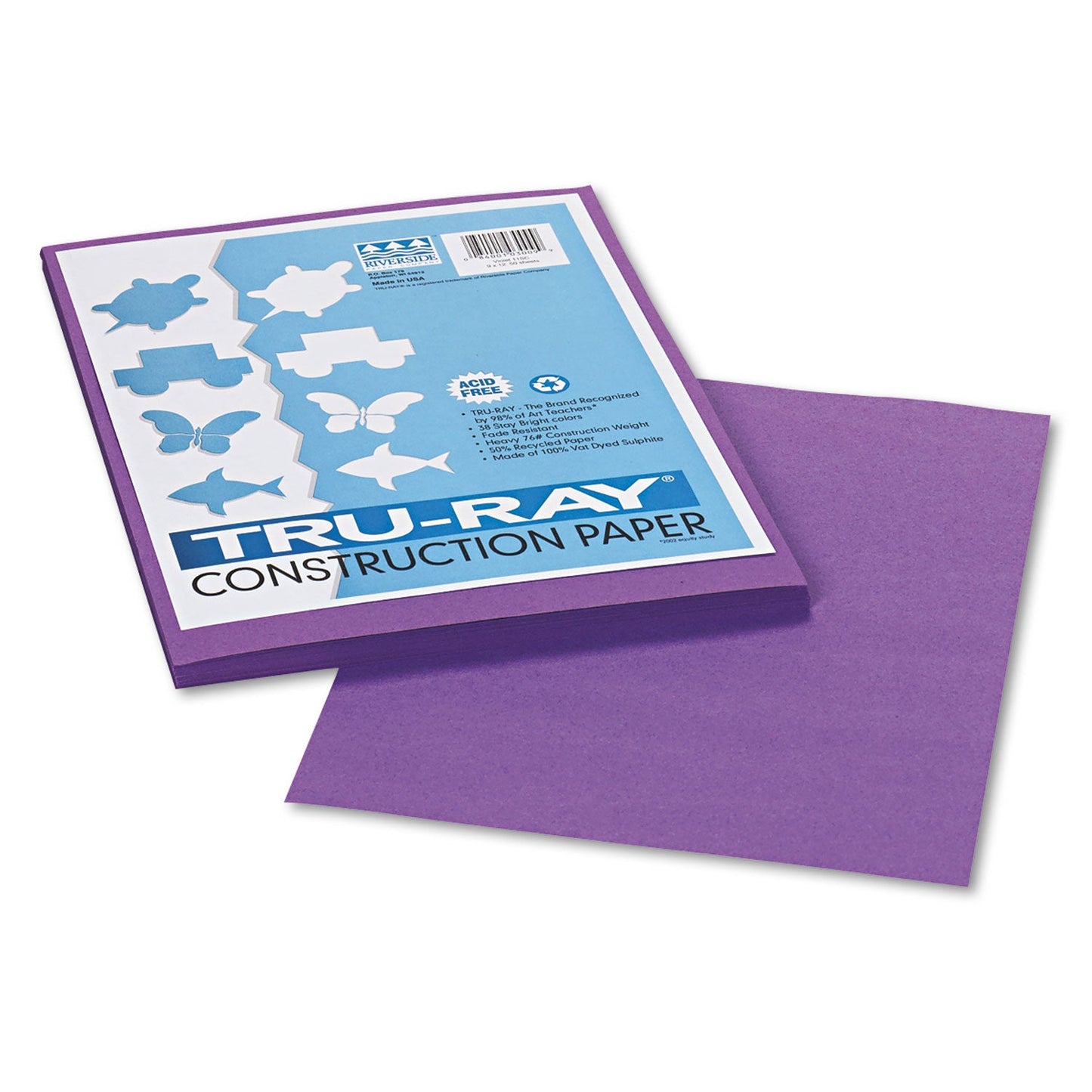 Pacon Tru-Ray Construction Paper – Violet – 50 Sheets Heavyweight 76 lb Craft Paper 9"x12" for School & Creative Projects