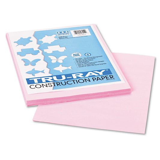 Pacon Tru-Ray Construction Paper – Light Pink – 50 Sheets Heavyweight 76 lb Craft Paper 9"x12" for School & Creative Projects