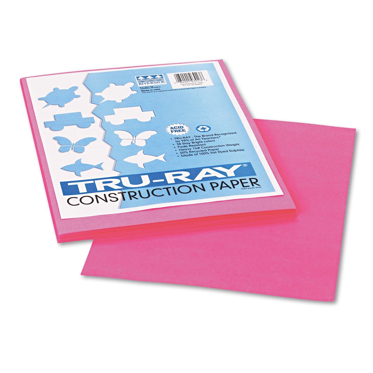 Pacon Tru-Ray Construction Paper – Bright Pink – 50 Sheets Heavyweight 76 lb Craft Paper 9"x12" for School & Creative Projects