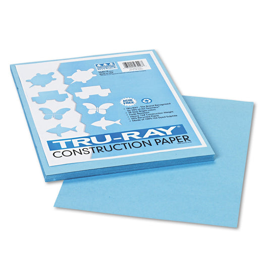 Pacon Tru-Ray Construction Paper – Sky Blue – 50 Sheets Heavyweight 76 lb Craft Paper 9"x12" for School & Creative Projects