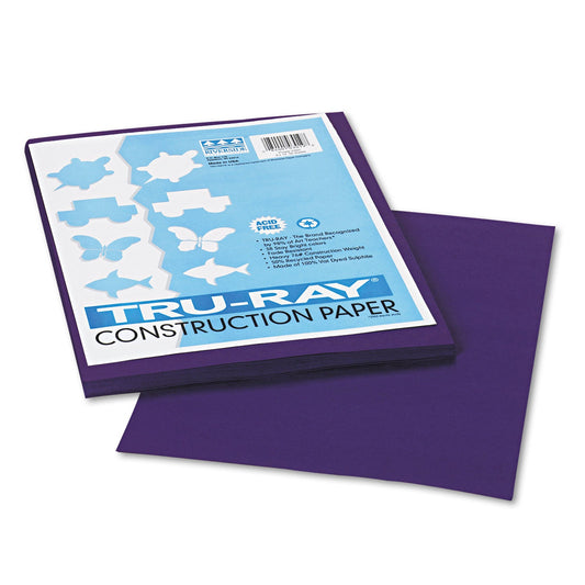 Pacon Tru-Ray Construction Paper – Purple – 50 Sheets Heavyweight 76 lb Craft Paper 9"x12" for School & Creative Projects