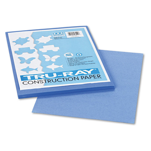 Pacon Tru-Ray Construction Paper – Blue – 50 Sheets Heavyweight 76 lb Craft Paper 9"x12" for School & Creative Projects
