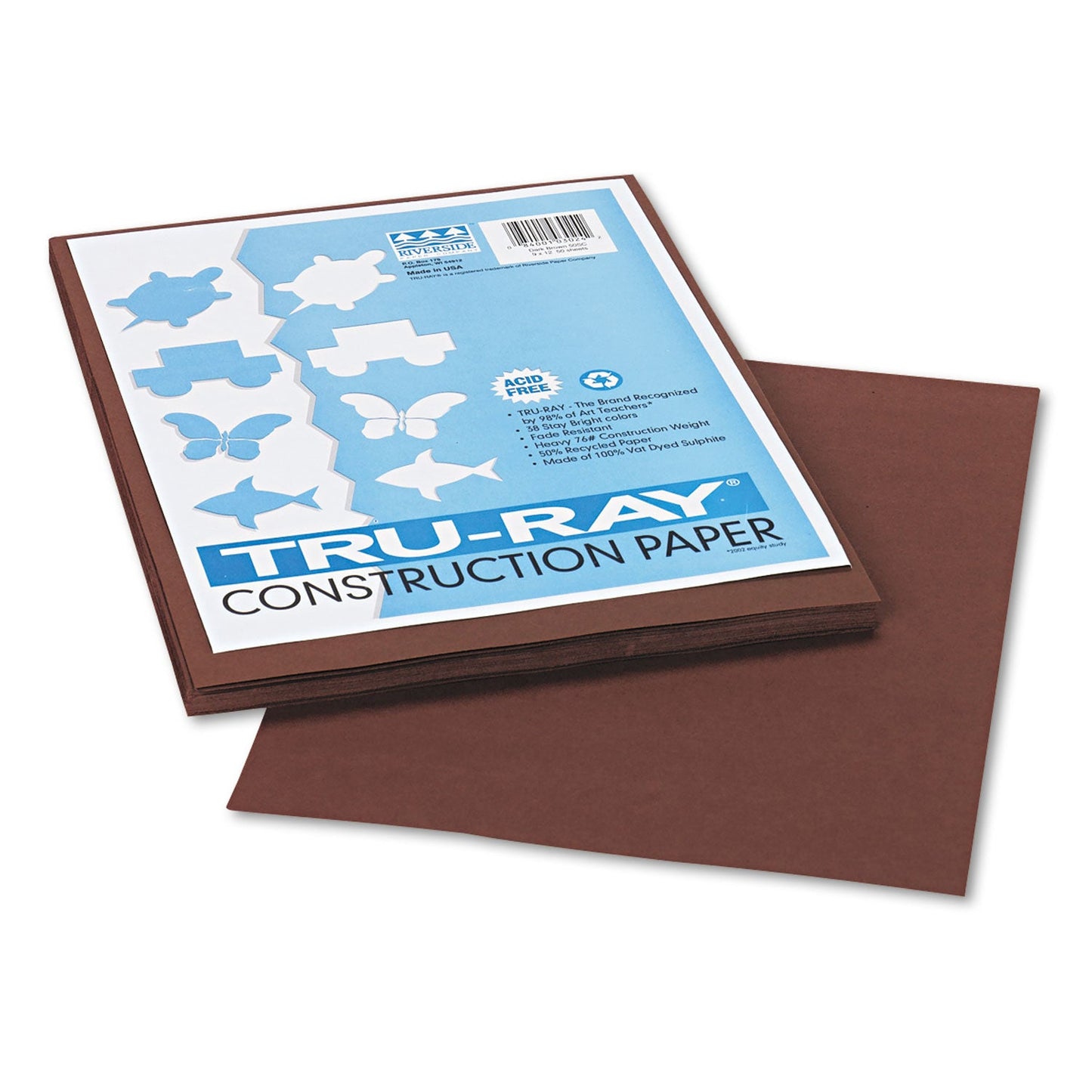 Pacon Tru-Ray Construction Paper – Brown – 50 Sheets Heavyweight 76 lb Craft Paper 9"x12" for School & Creative Projects