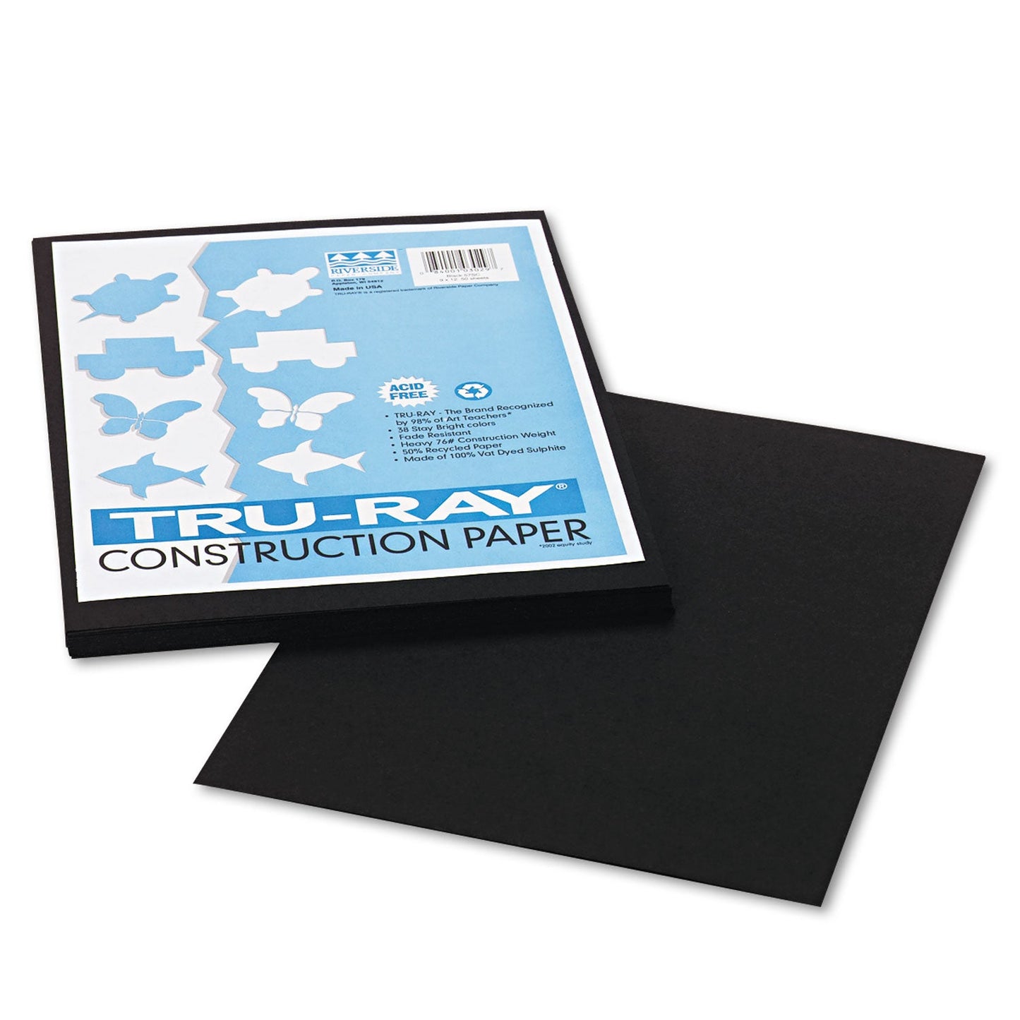 Pacon Tru-Ray Construction Paper – Black – 50 Sheets Heavyweight 76 lb Craft Paper 9"x12" for School & Creative Projects