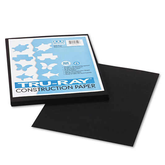Pacon Tru-Ray Construction Paper – Black – 50 Sheets Heavyweight 76 lb Craft Paper 9"x12" for School & Creative Projects