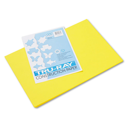 Pacon Tru-Ray Construction Paper– Yellow – 50 Sheets Heavyweight 76 lb Craft Paper 12"x18" for School & Creative Projects