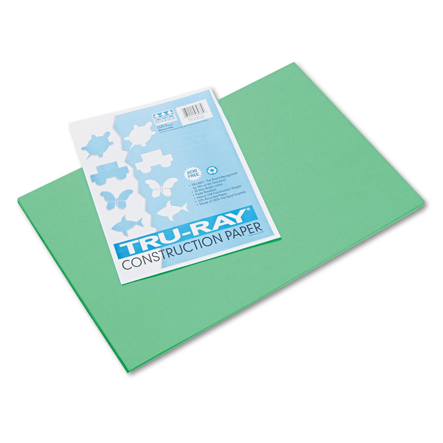 Pacon Tru-Ray Construction Paper– Green – 50 Sheets Heavyweight 76 lb Craft Paper 12"x18" for School & Creative Projects