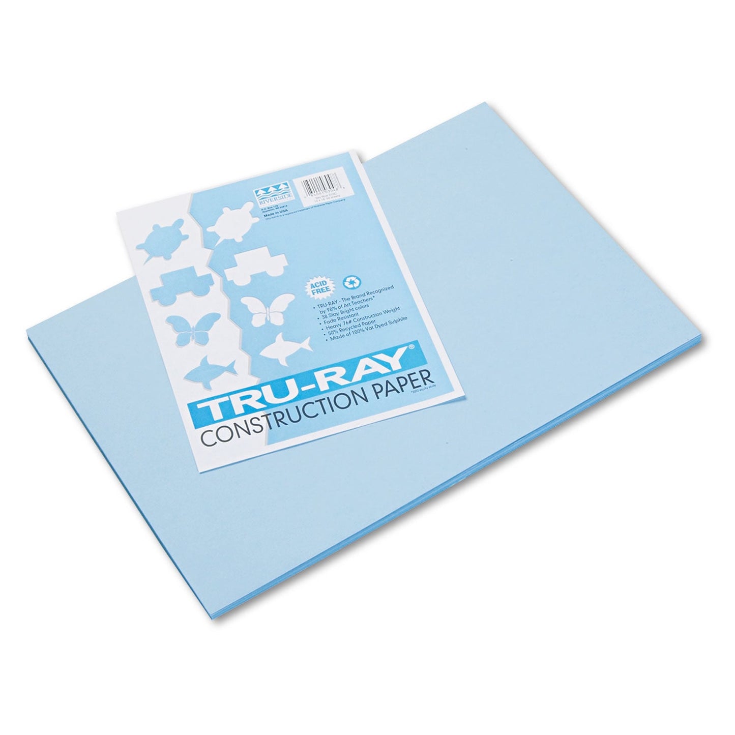 Pacon Tru-Ray Construction Paper– Sky Blue – 50 Sheets Heavyweight 76 lb Craft Paper 12"x18" for School & Creative Projects