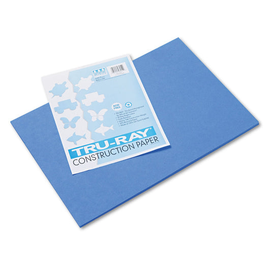 Pacon Tru-Ray Construction Paper– Blue – 50 Sheets Heavyweight 76 lb Craft Paper 12"x18" for School & Creative Projects