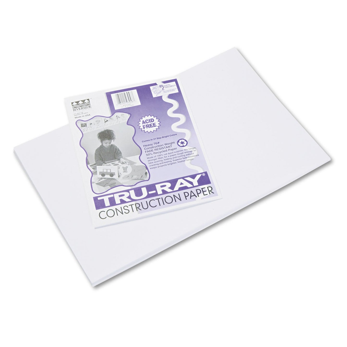 Pacon Tru-Ray Construction Paper– White – 50 Sheets Heavyweight 76 lb Craft Paper 12"x18" for School & Creative Projects