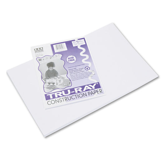 Pacon Tru-Ray Construction Paper– White – 50 Sheets Heavyweight 76 lb Craft Paper 12"x18" for School & Creative Projects