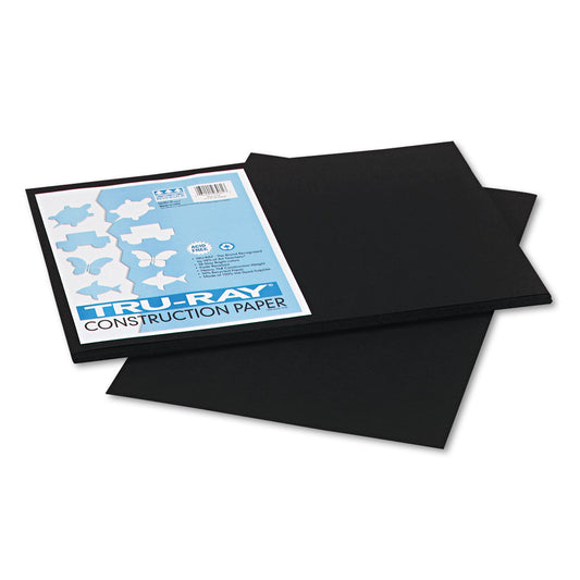Pacon Tru-Ray Construction Paper– Black – 50 Sheets Heavyweight 76 lb Craft Paper 12"x18" for School & Creative Projects