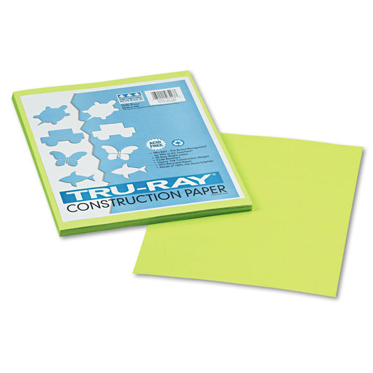 Pacon Tru-Ray Construction Paper – Brilliant Lime – 50 Sheets Heavyweight 76 lb Craft Paper 9"x12" for School & Creative Projects