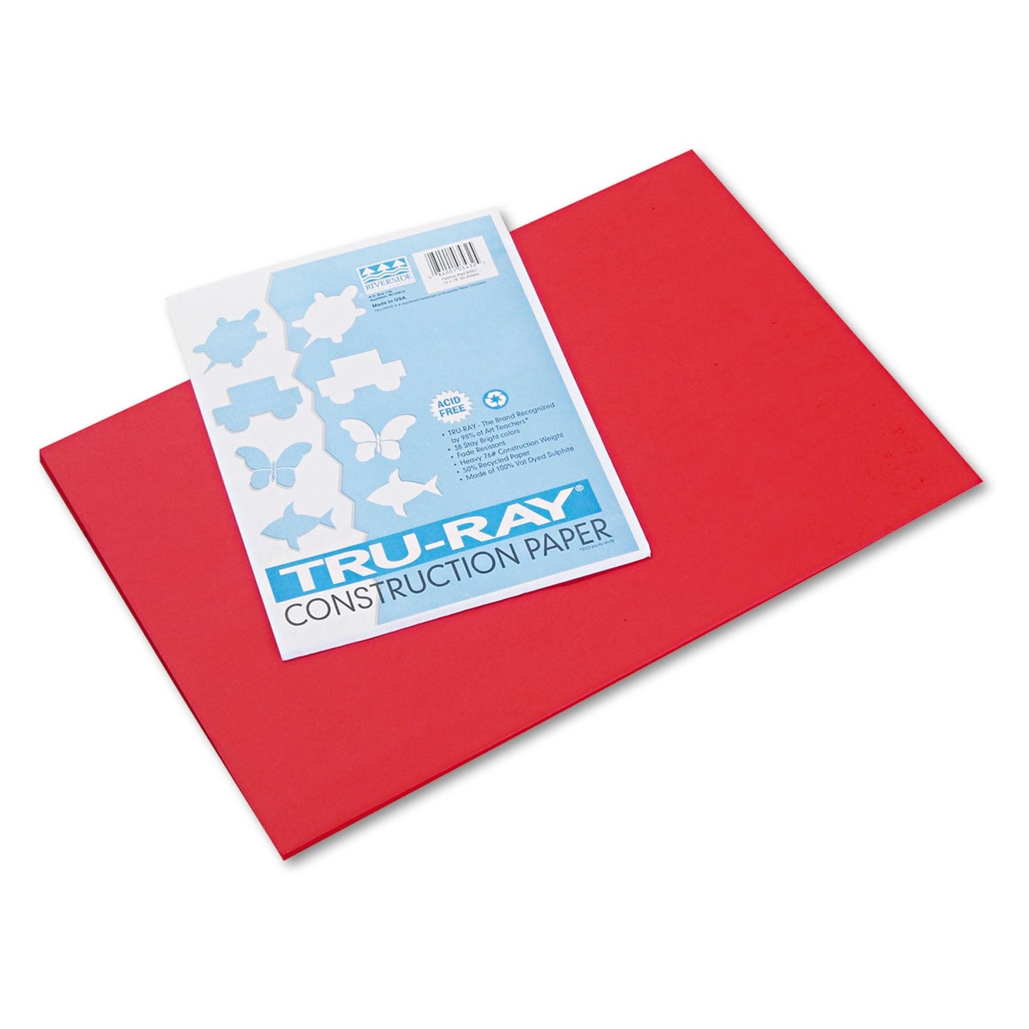 Pacon Tru-Ray Construction Paper – Red – 50 Sheets Heavyweight 76 lb Craft Paper 12"x18" for School & Creative Projects