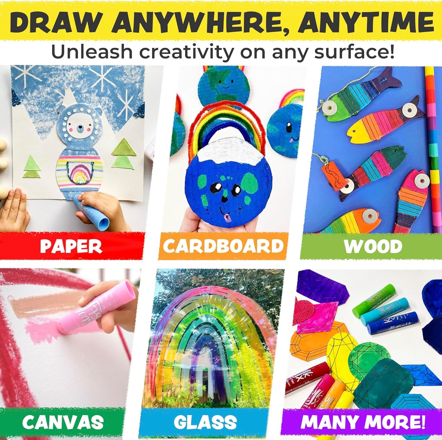 The Pencil Grip Inc. Kwik Stix – 6 Metalix Colors Set – Solid Tempera Paint Sticks for Kids