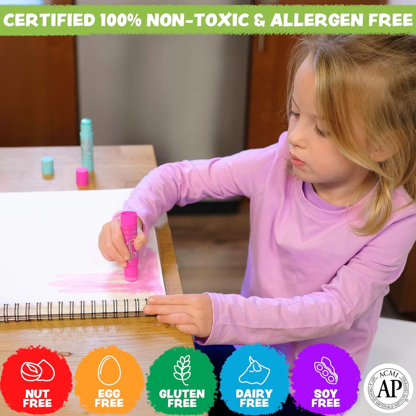 The Pencil Grip Inc. Kwik Stix 12 Classic Colors Set – Solid Tempera Paint Sticks for Kids