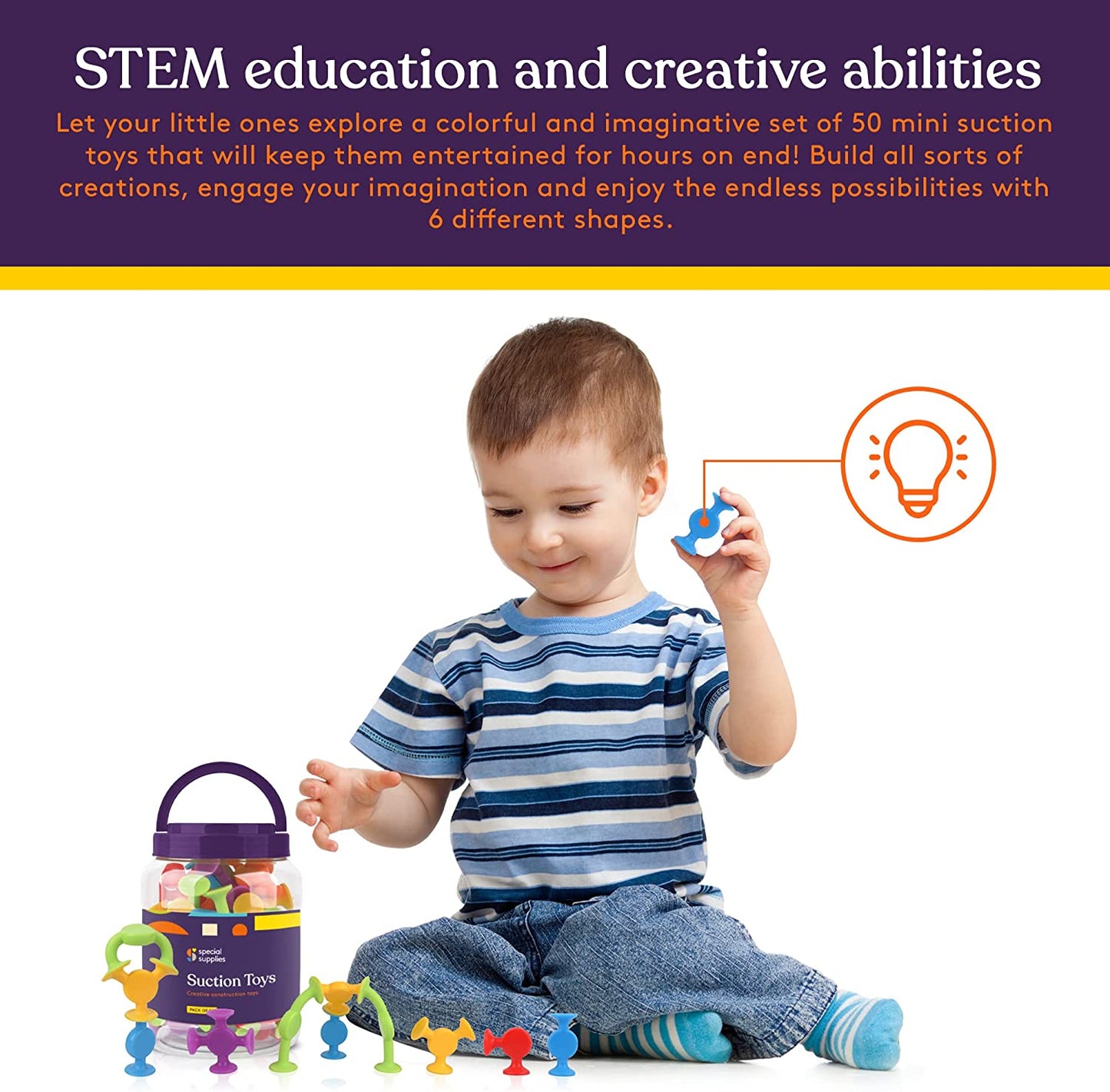 Special Supplies Suction Construction Building Toys – 50-Piece Creative STEM Set