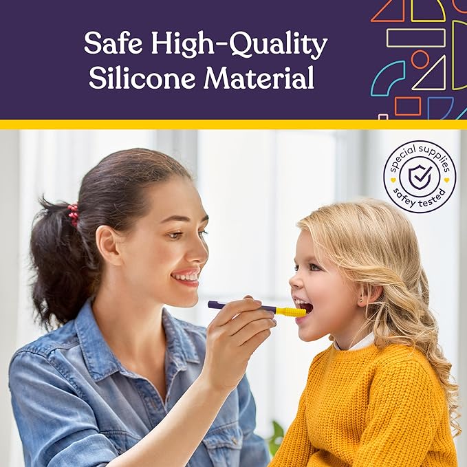 BUZZ BUDDY™ Oral Sensory Stimulation Kit for Kids, Teens, and Adults – 6 Textured Attachments for Jaw Strength, Chewing, and Fidget Relief