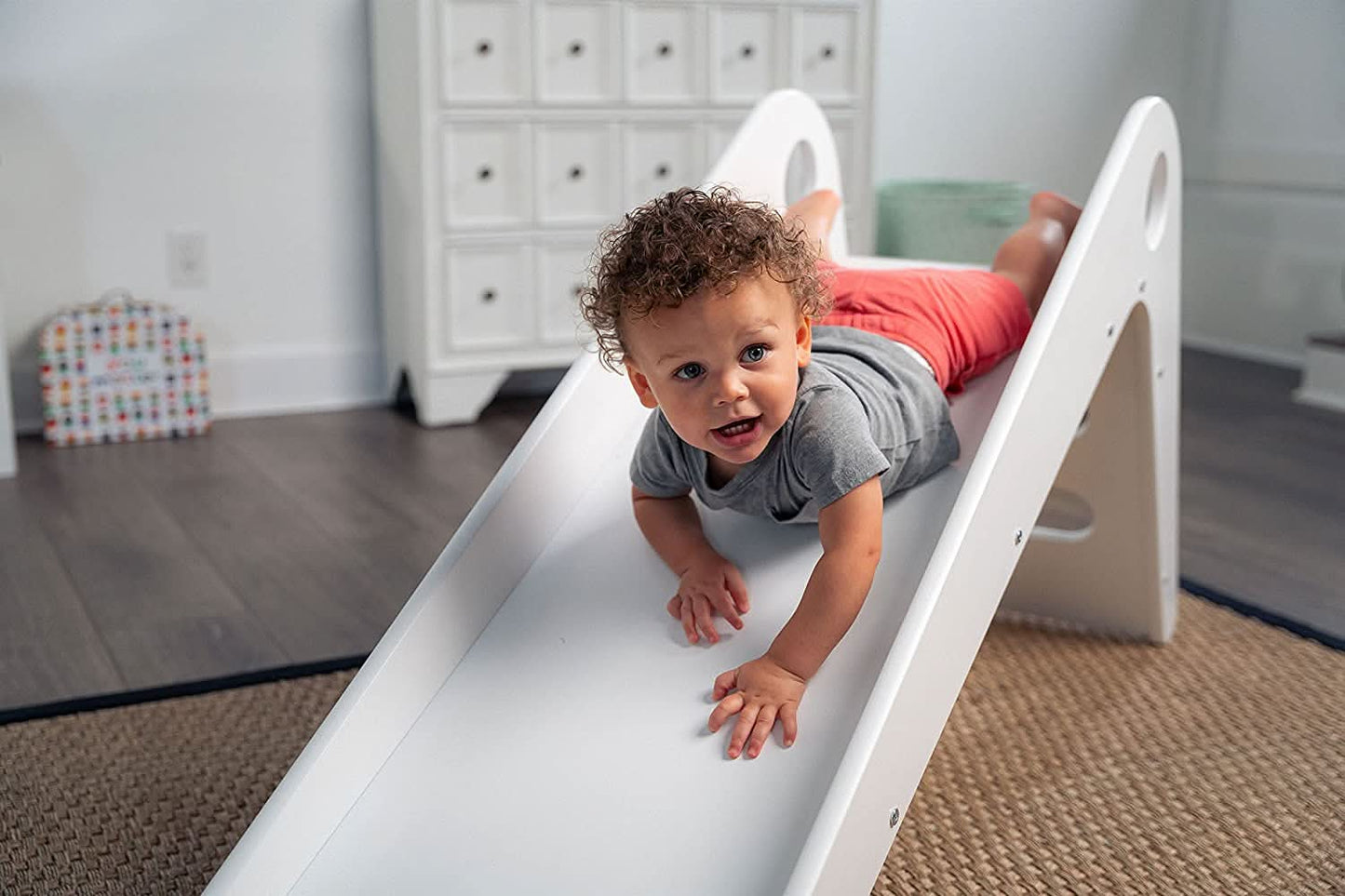 Avenlur Manuka Indoor Wooden Slide – Modern Pastel Toddler Slide for Indoor Play