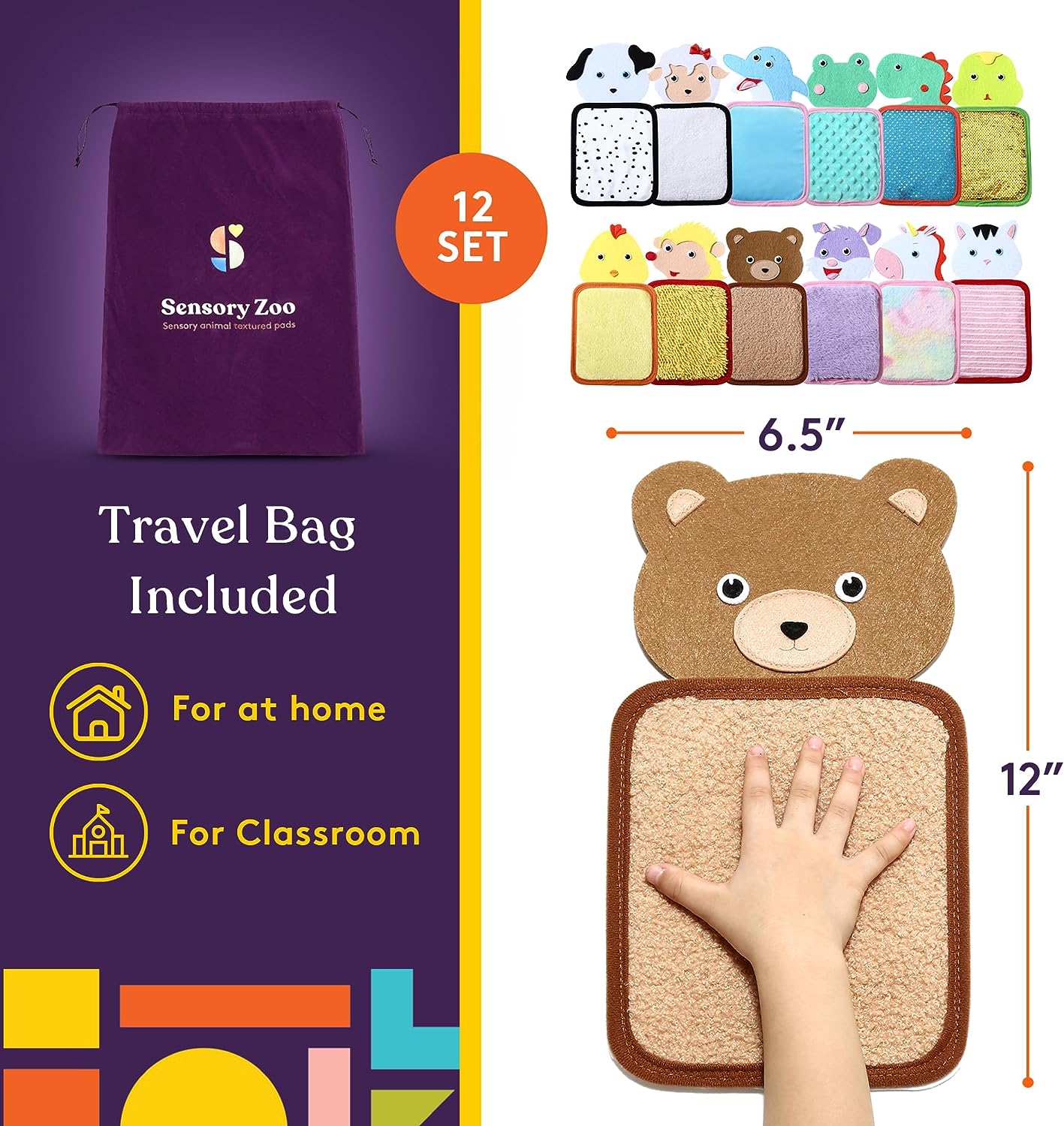 Special Supplies Sensory Mats for Kids (10 Textured Pads) – Autism, ADHD, and Sensory Play Mats with Fun Animal Designs for Early Learning