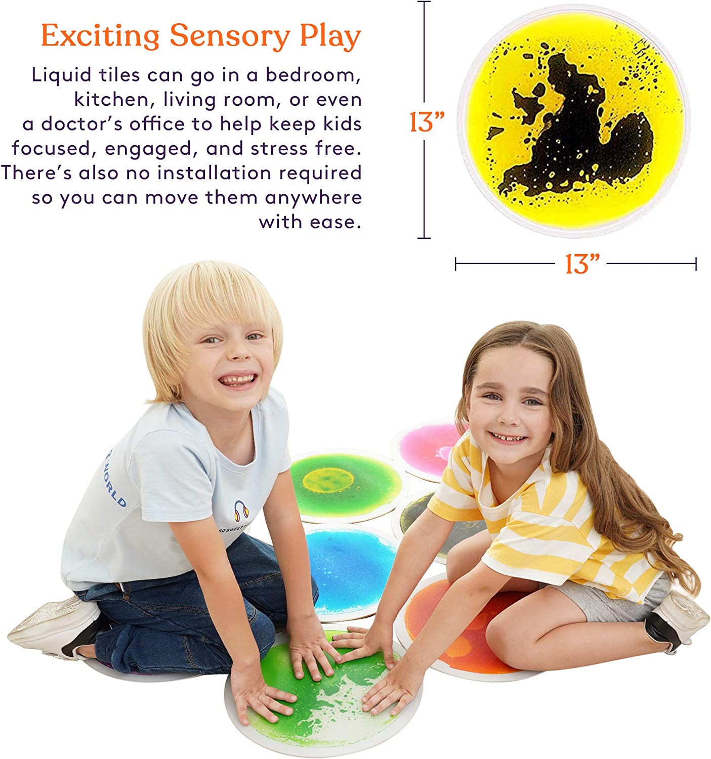 Special Supplies Colorful Liquid Floor Tiles – 9-Piece Sensory Stepping Tile Set