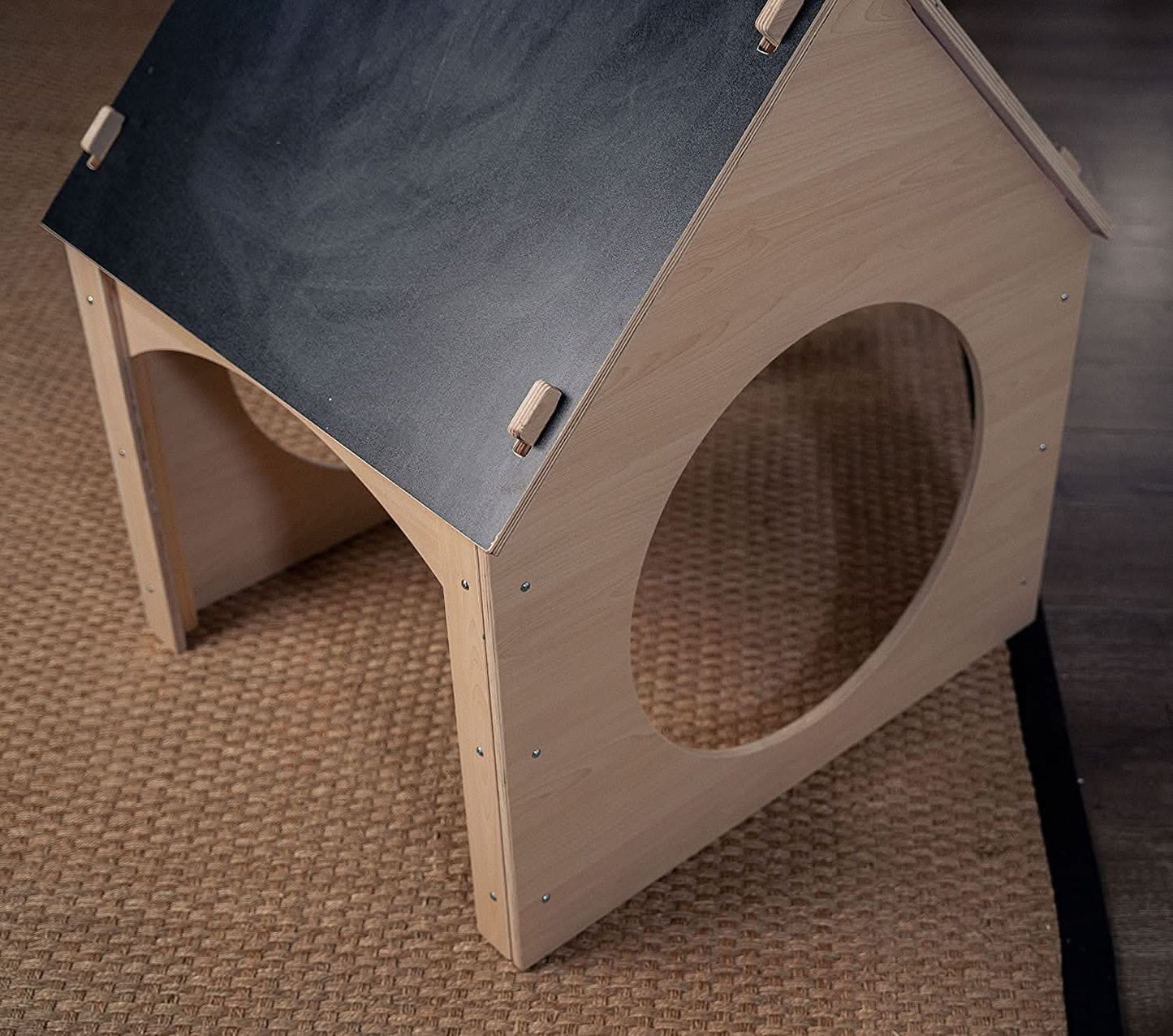 Avenlur Evergreen Wooden Playhouse | Montessori-Inspired Imaginative Playhouse with Chalkboards & Art Easel | Indoor & Outdoor Play for Ages 1–6