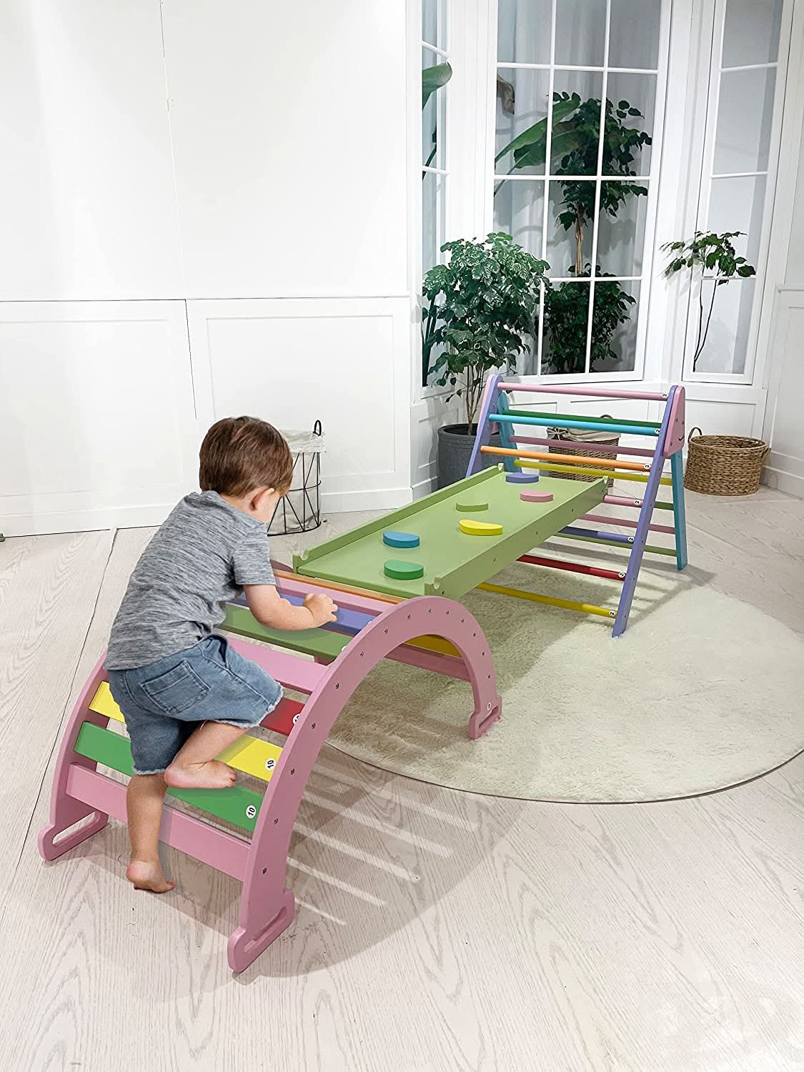 Avenlur Hazel – Pikler Triangle Ladder & Rocker Set | Montessori Climbing Toy for Toddlers | Foldable Wooden Play Gym