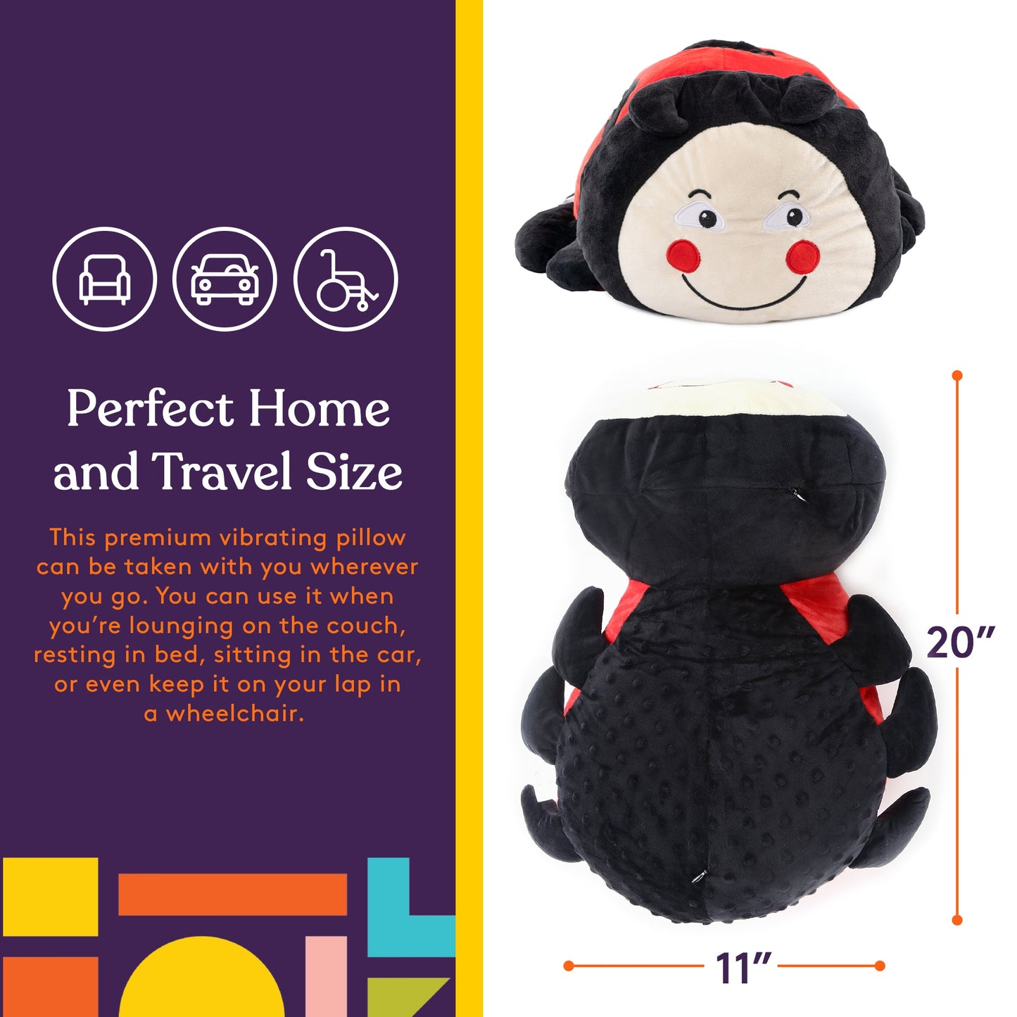 Special Supplies Vibrating Ladybug Sensory Pillow – Calming Support for Kids & Adults with Sensory Needs