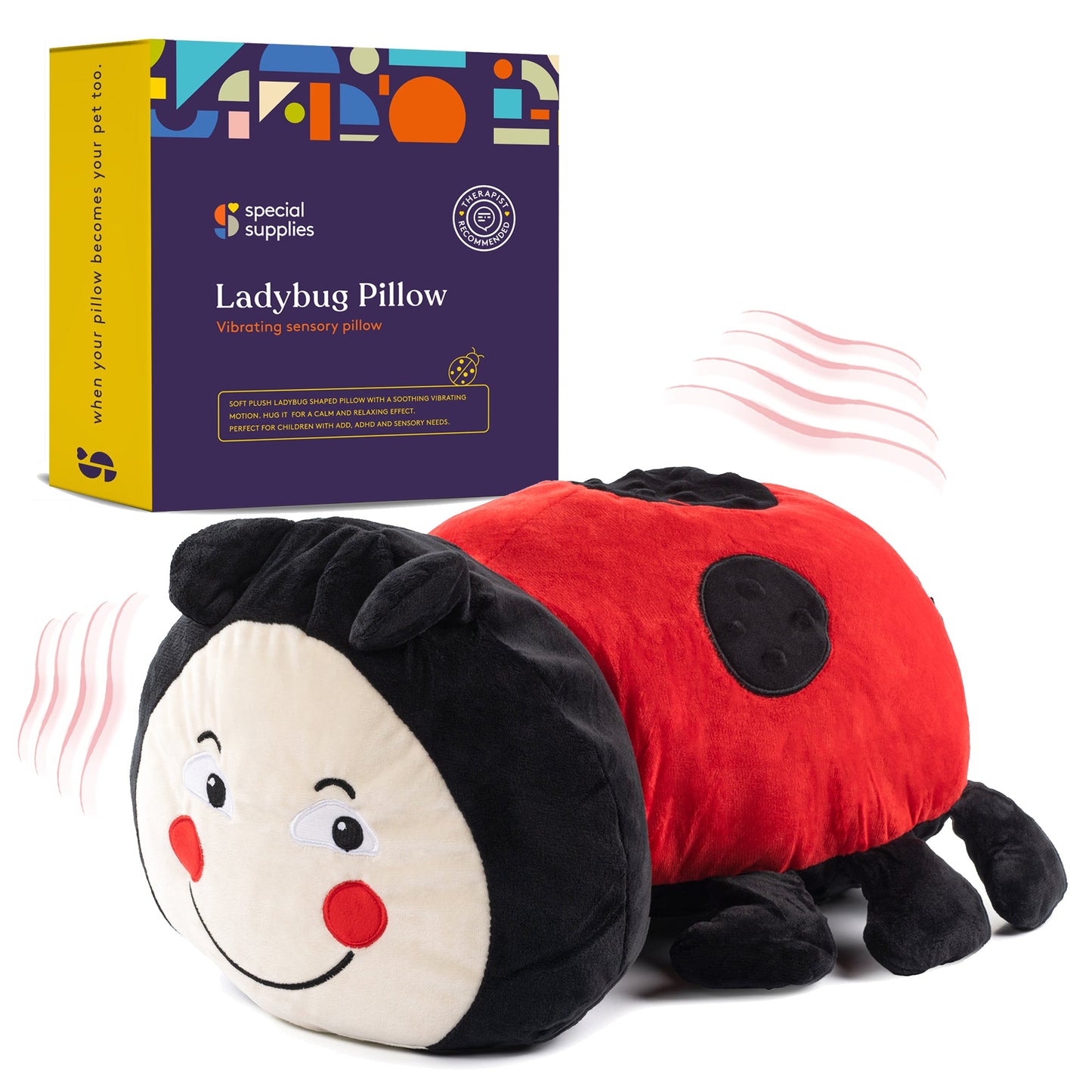 Special Supplies Vibrating Ladybug Sensory Pillow – Calming Support for Kids & Adults with Sensory Needs