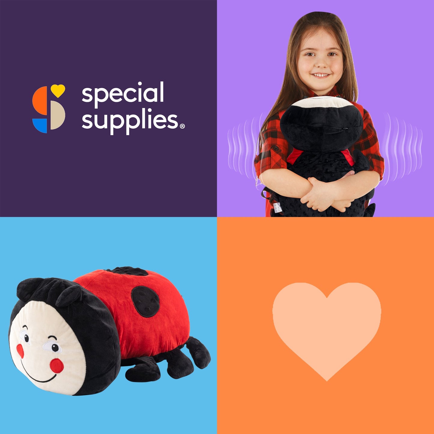 Special Supplies Vibrating Ladybug Sensory Pillow – Calming Support for Kids & Adults with Sensory Needs
