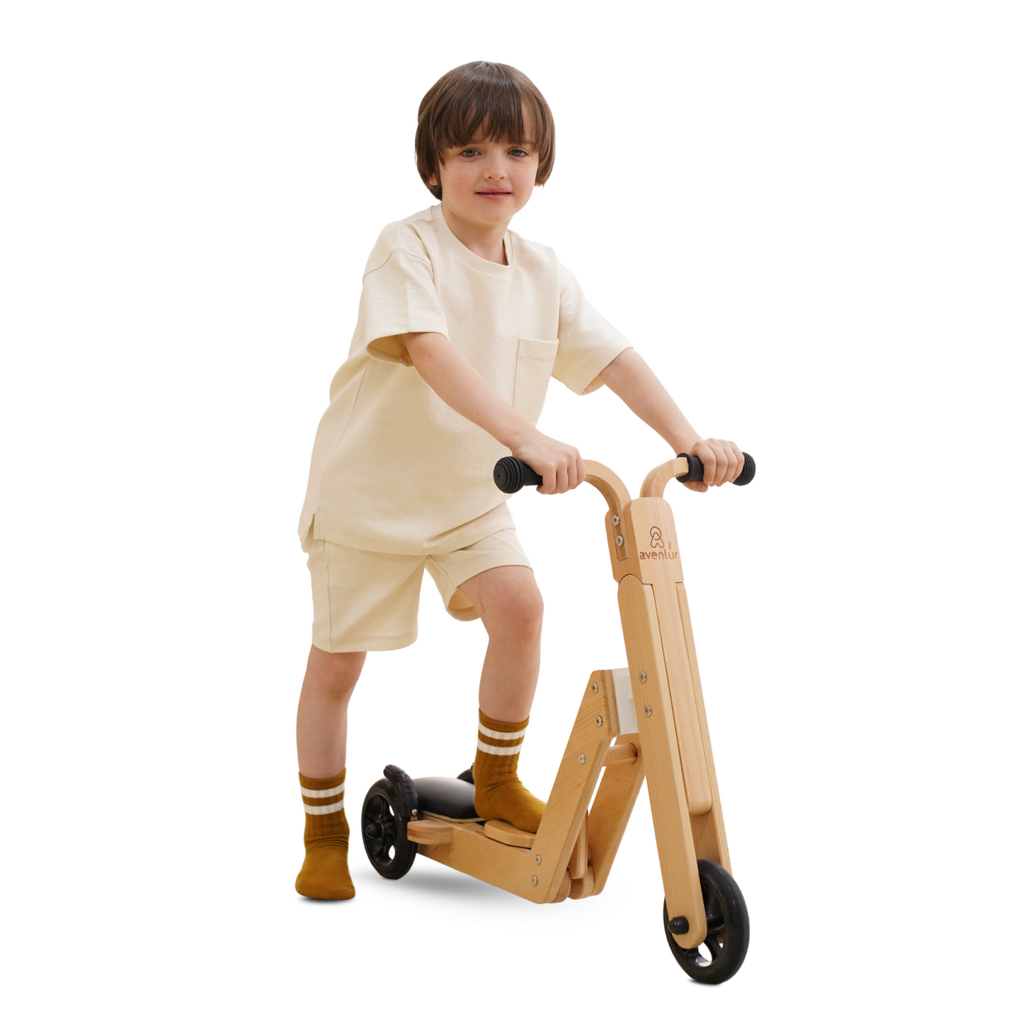 Avenlur Juneberry 2-in-1 Convertible Scooter and Ride-On Bike – Wooden Toddler Balance Toy for Ages 2–5