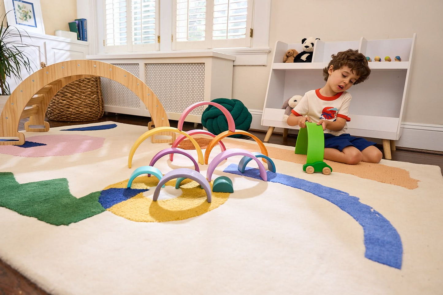 Avenlur Wooden Rainbow Stacking Blocks – Colorful Montessori Building & Balance Set