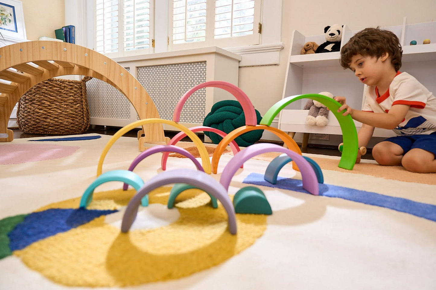 Avenlur Wooden Rainbow Stacking Blocks – Colorful Montessori Building & Balance Set