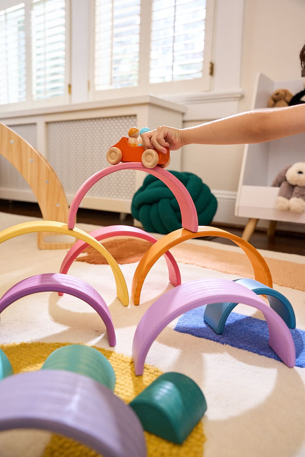 Avenlur Wooden Rainbow Stacking Blocks – Colorful Montessori Building & Balance Set