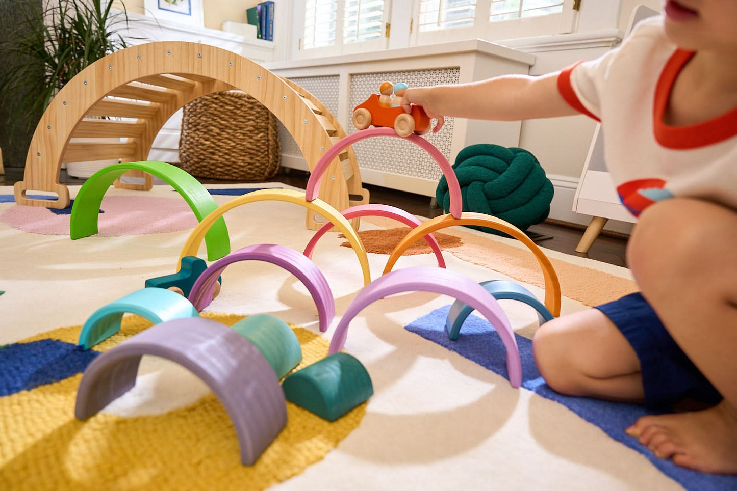 Avenlur Wooden Rainbow Stacking Blocks – Colorful Montessori Building & Balance Set