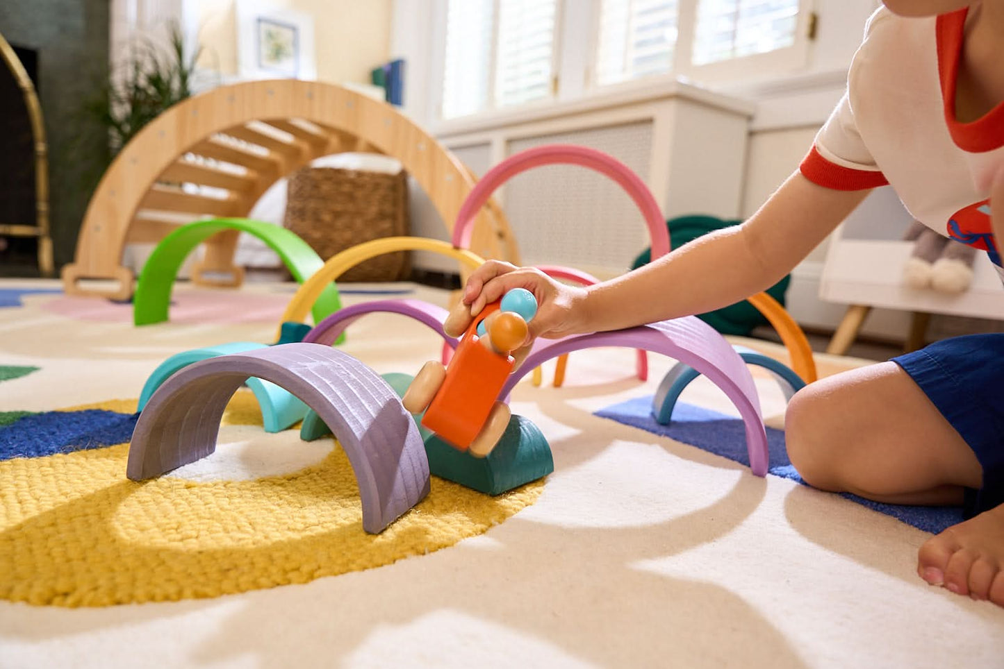 Avenlur Wooden Rainbow Stacking Blocks – Colorful Montessori Building & Balance Set