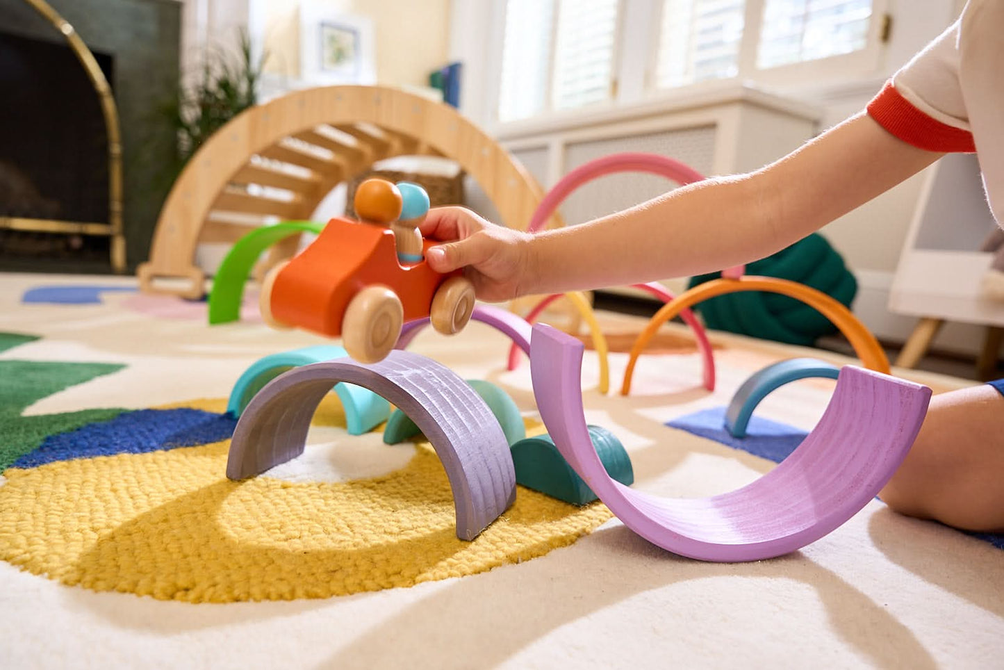 Avenlur Wooden Rainbow Stacking Blocks – Colorful Montessori Building & Balance Set