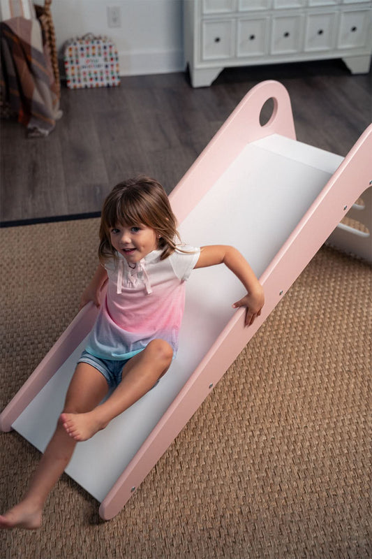 Avenlur Manuka Indoor Wooden Slide – Modern Pastel Toddler Slide for Indoor Play