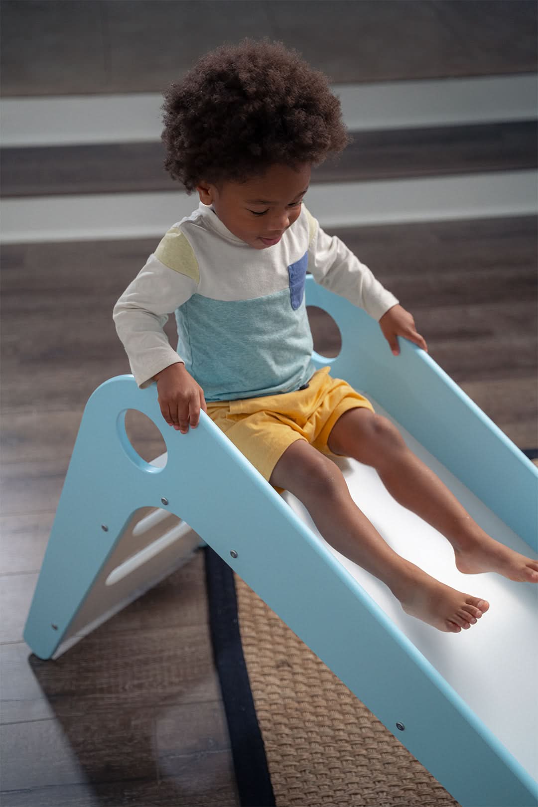Avenlur Manuka Indoor Wooden Slide – Modern Pastel Toddler Slide for Indoor Play
