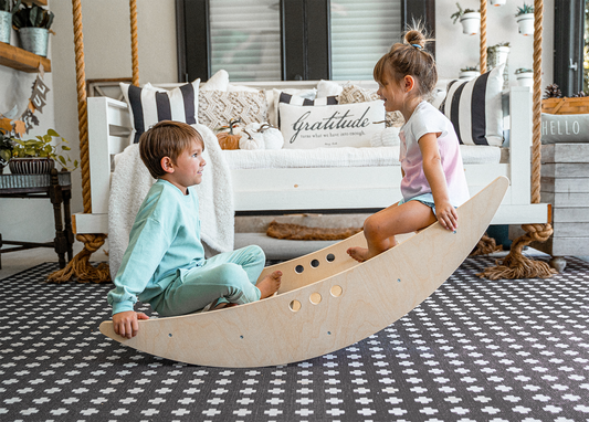 Avenlur Rowan Rocking Boat – Wooden Dual-Purpose Rocker and Climbing Step for Kids | Montessori Balance Toy